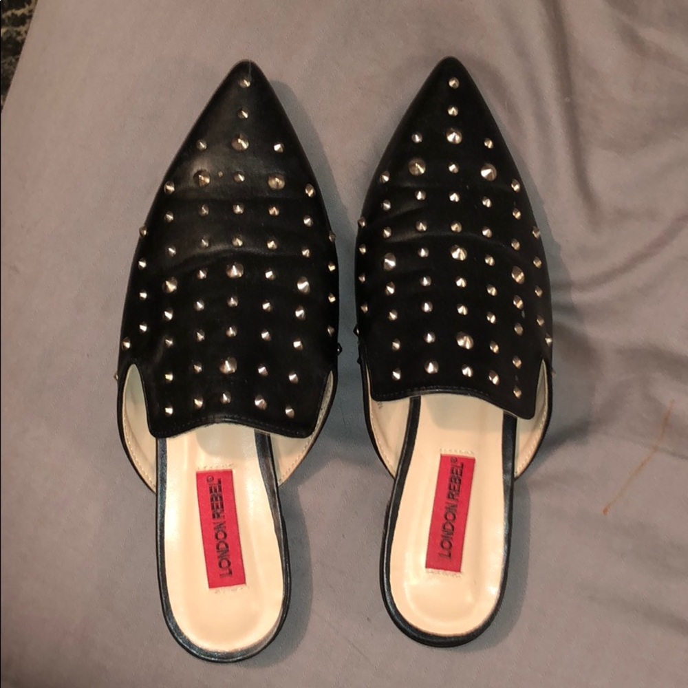 Black studded mules